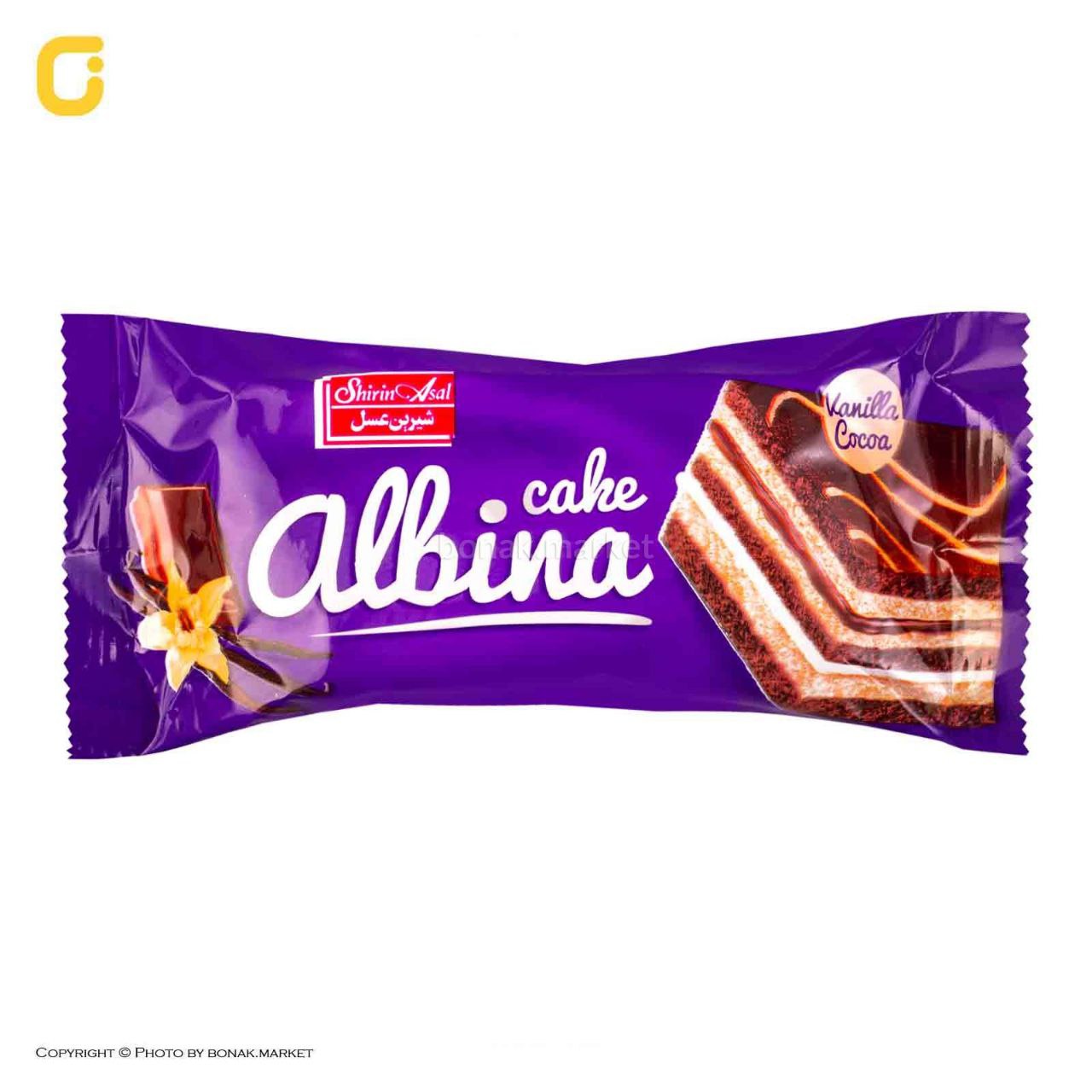 آلبینا کیک سه لایه دو رنگ با کرم کاکائویی و کرم وانیلی (۷۰ گرم)🥮