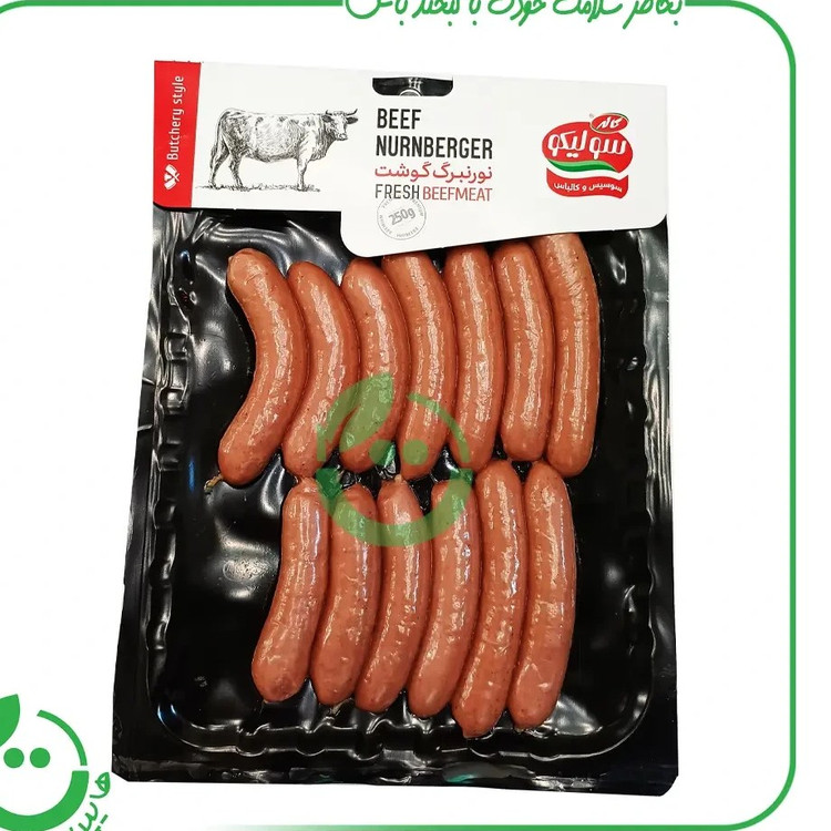 سولیکو نورنبرگ گوشت 80 درصد گوشت قرمز با طعم دود 250 گرمی