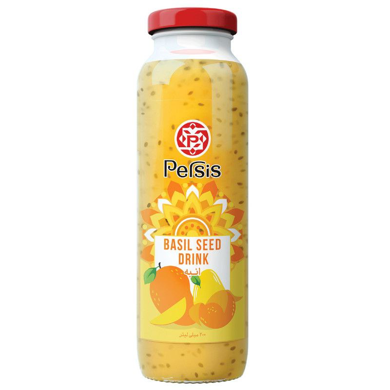 پرسیس نوشیدنی بدون گاز انبه حاوی بذر ریحان🍃🥭