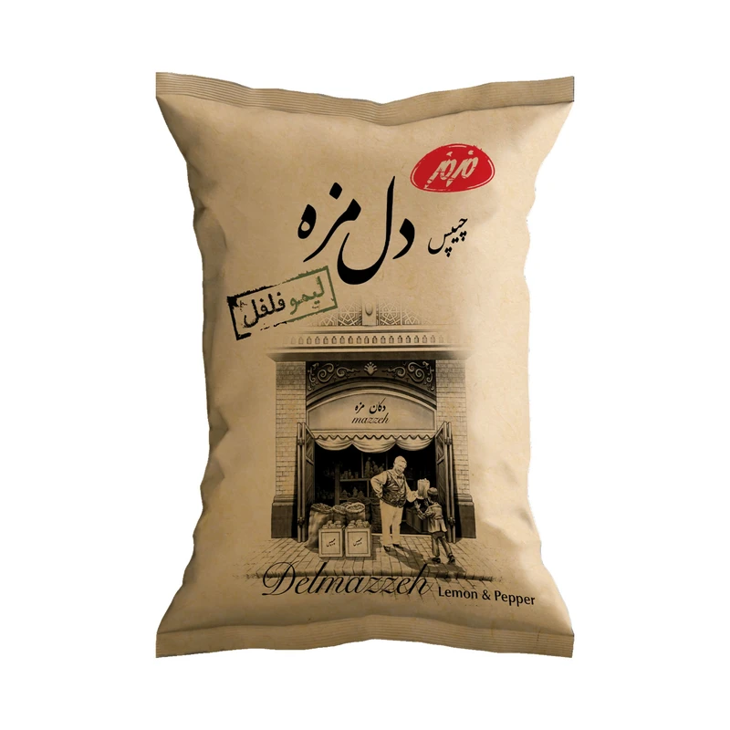 مزمز چیپس سنتی دل مزه با طعم لیمو فلفل (90 گرم)