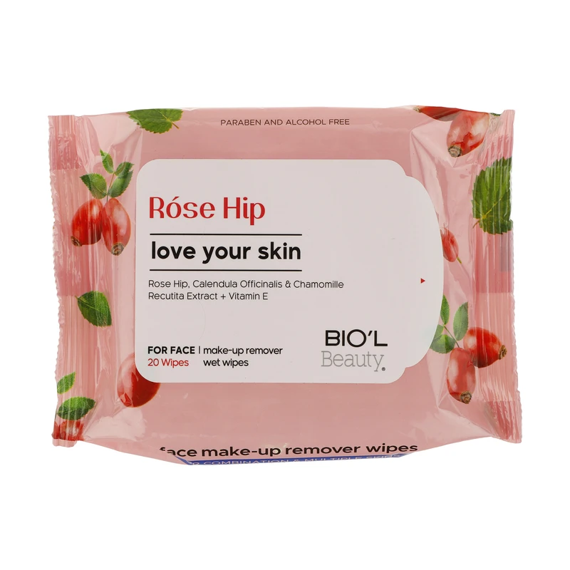 بیول دستمال مرطوب آرایش پاک کن سری ROSE hip دارای 20 ورق