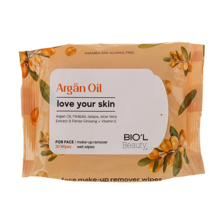 بیول دستمال مرطوب آرایش پاک کن سری ARGAN OIL حاوی 20 ورق