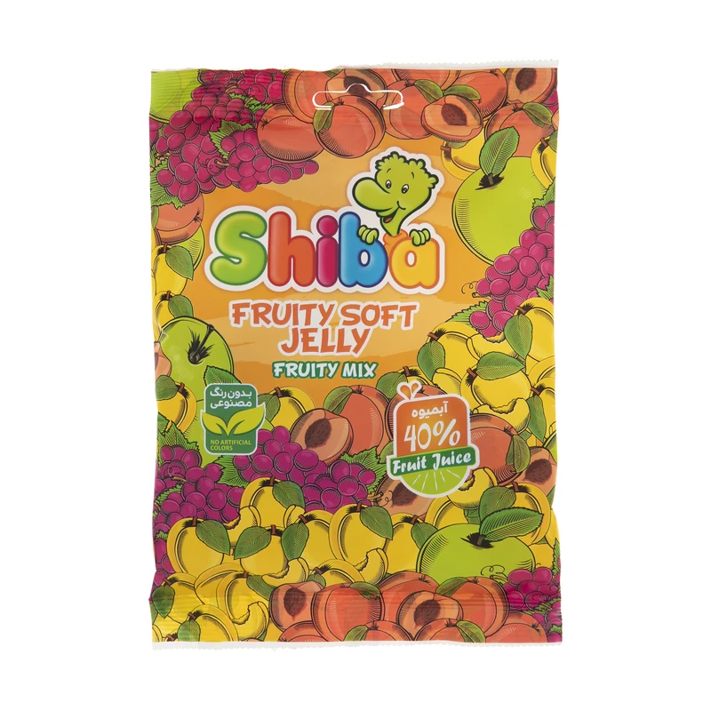 شیبا پاستیل سری fruity soft jelly tropical mix وزن 90 گرم