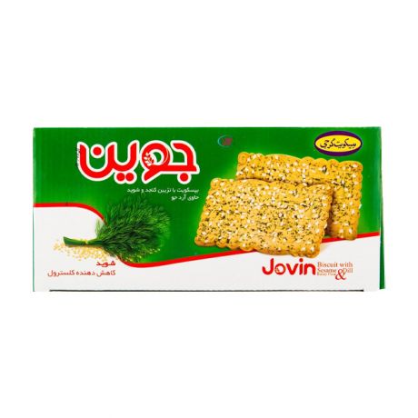 جوین بیسکوئیت با تزئین کنجد و شوید حاوی آرد جو 500 گرم