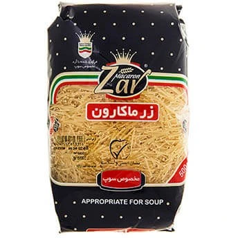 زرماکارون رشته سوپ ریز سلفون 500 گرم