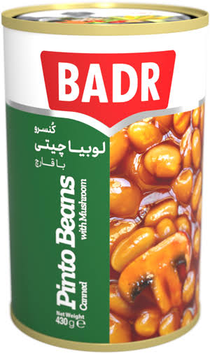 بدر كنسرو خوراك لوبيا چيتي با قارچ 430 گرم