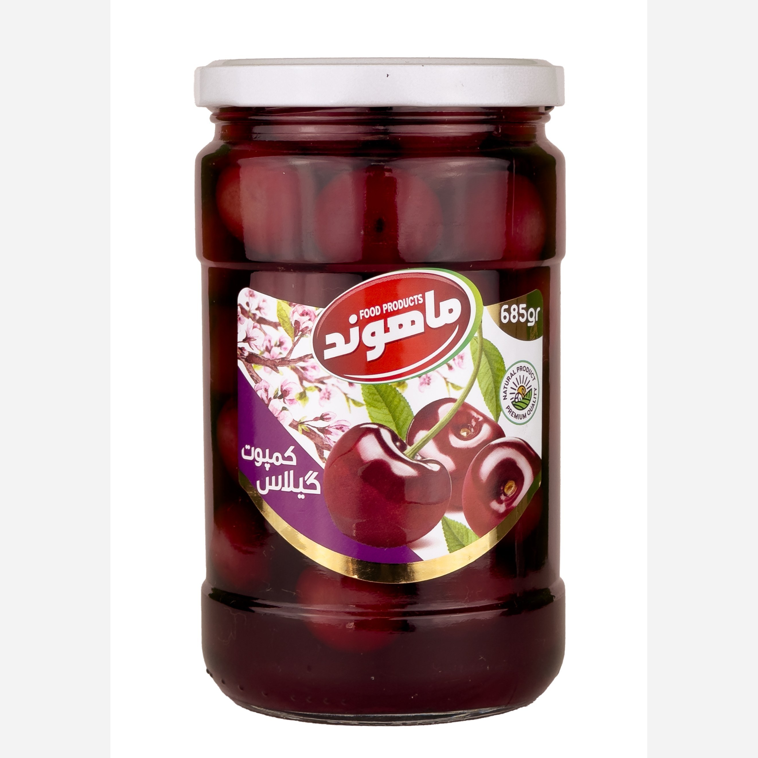 ماهوند كمپوت گيلاس شيشه اي 685 گرم