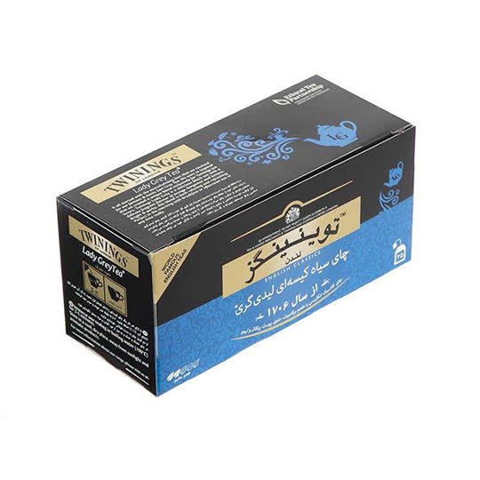 توینینگز چای سیاه کیسه ای لیدی گری با طعم برگاموت.حاوی پوست پرتقال و لیمو  25 عدد
