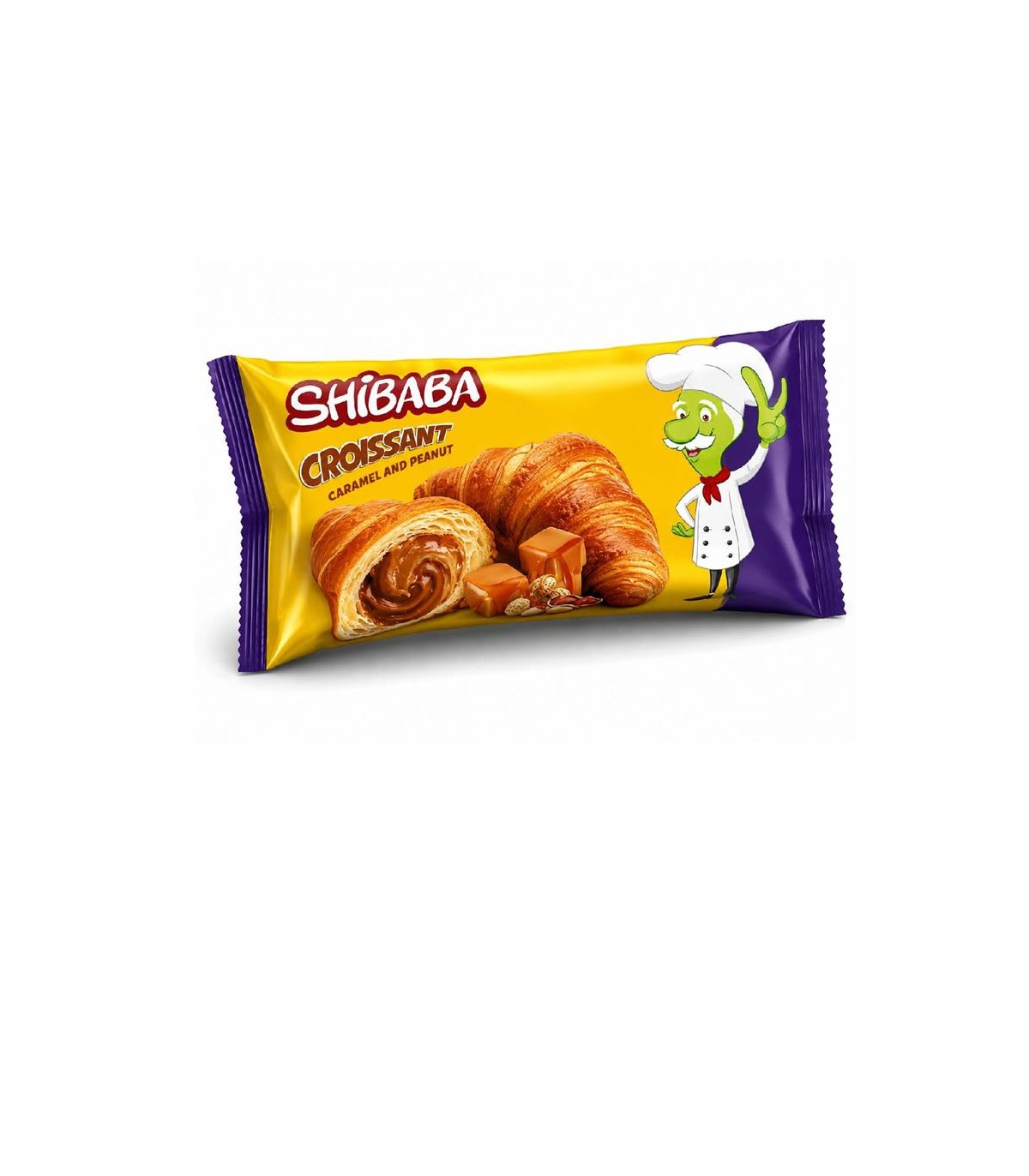 شیبابا کروسان اسنک با مغزی کارامل و بادام زمینی 50 گرم