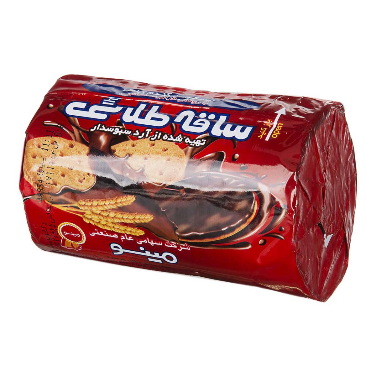 مینو بیسکویت ساقه طلایی سبوسدار با روکش کاکائو    220 گرم