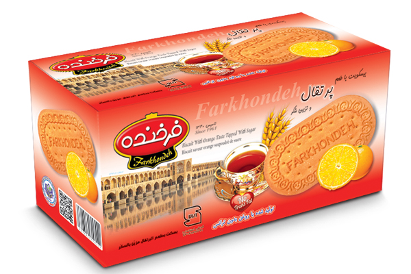 فرخنده بیسکویت پذیرایی با طعم پرتقال و تزیین شکر 900گرم