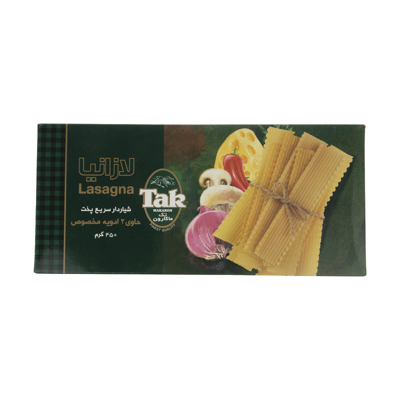 تک ماکارون لازانیا شیاردار سریع پخت حاوی دو ادویه مخصوص 450گرم