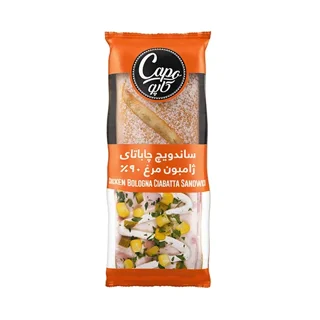 کاپو ساندویچ سرد چاباتای ژامبون مرغ 90% 220گرم